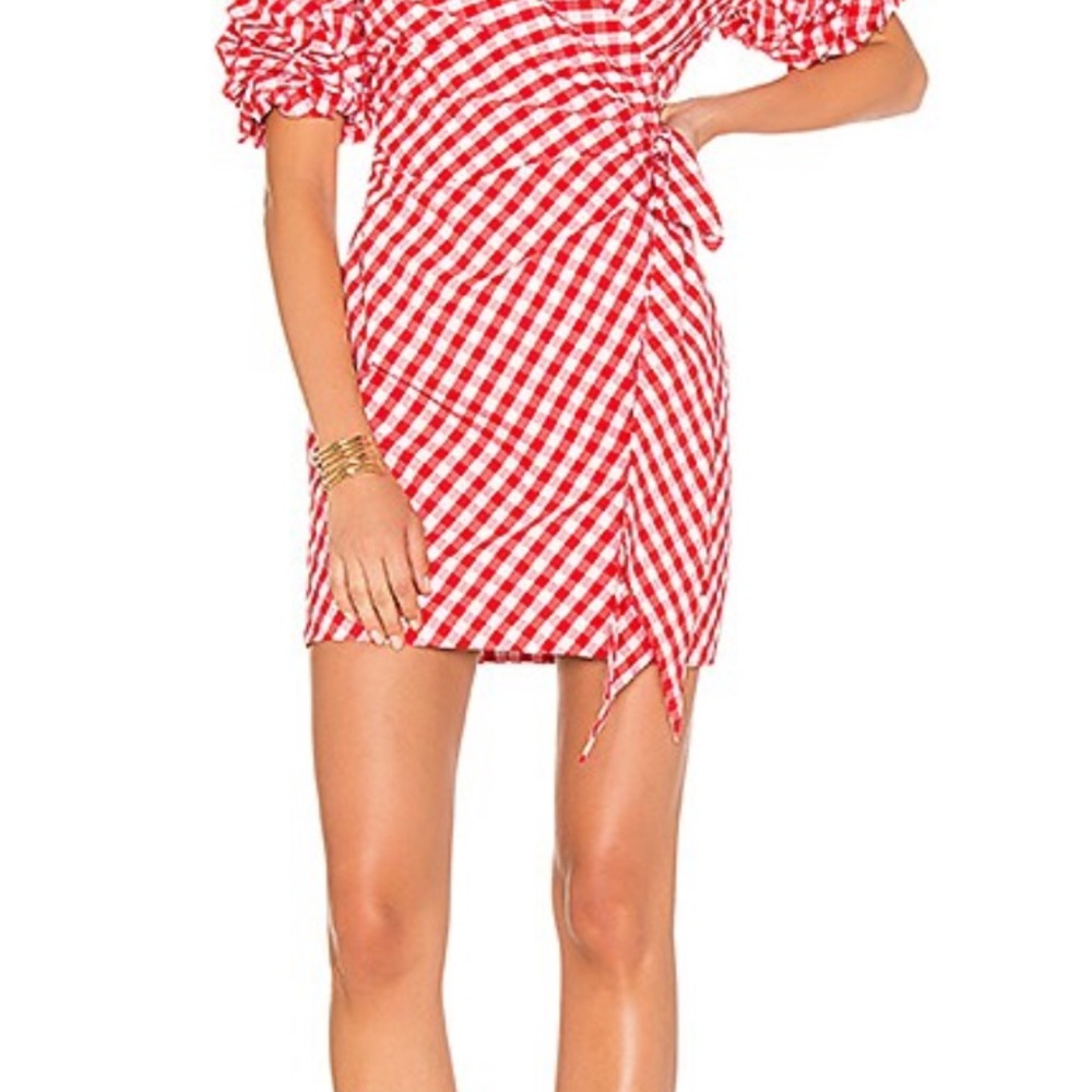 Fame and Partners Red Gingham Russo Wrap Dress